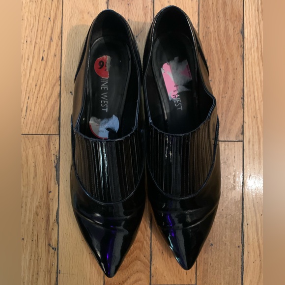 Nine West Shoes - Nine West Black Patent Leather Shoes with Pleated Detailing. Size 9.5.